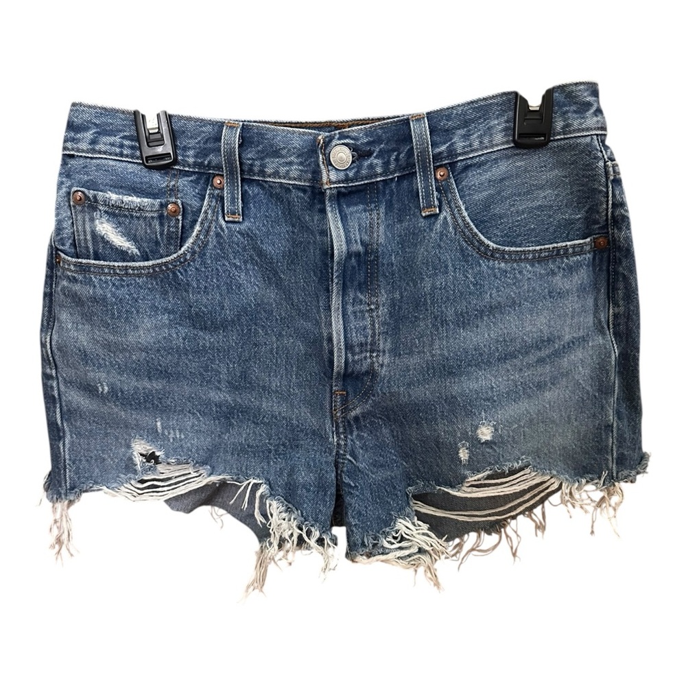 Levi's Blue Distressed Jean Shorts